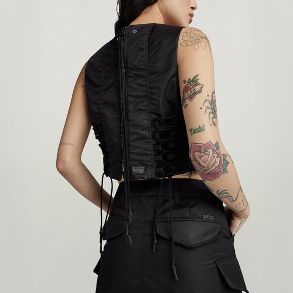 G-Star MA-1 Cropped Sleeveless Padded Top – Dark Black – XS (NWT) - Picture 2 of 11